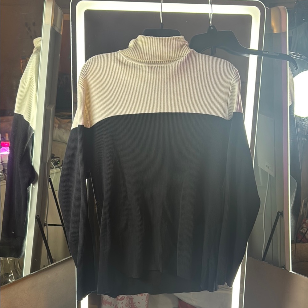 Style & Co. Black and White Cowl Neck Sweater